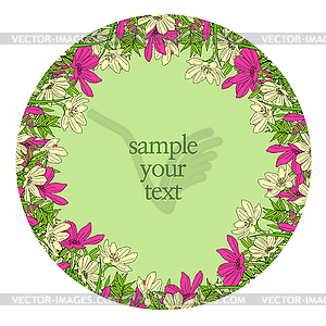 Flower garden, colorful flower frame - vector image