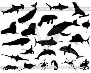 Морские животные - стоковое векторное изображение