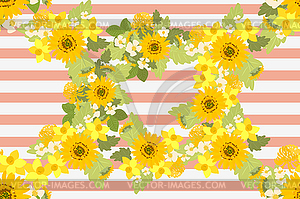 Floral strawberries sunflower Chrysanthemum - vector image