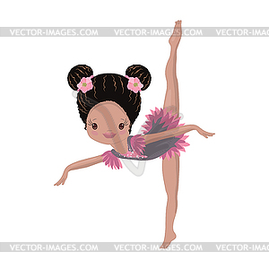 Clipart Cute African American Girl Gymnast Gym - vector image