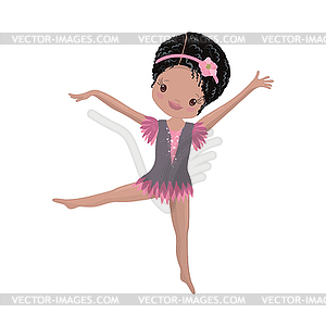 Clipart Cute African American Girl Gymnast Gym - vector clip art