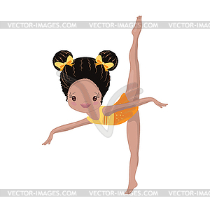 Clipart Cute African American Girl Gymnast Gym - vector clip art