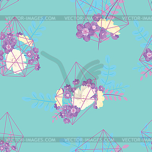 Креативная открытка с геометрическим контуром хрусталя - цветной векторный клипарт