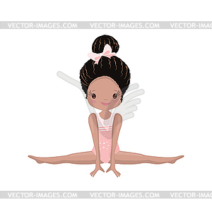 Clipart Cute African American Girl Gymnast Gym - vector image