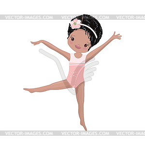 Clipart Cute African American Girl Gymnast Gym - vector clipart