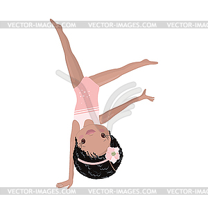 Clipart Cute African American Girl Gymnast Gym - vector clipart