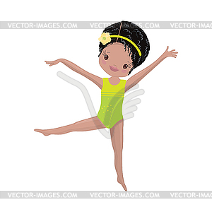 Clipart Cute African American Girl Gymnast Gym - stock vector clipart