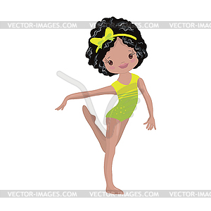 Clipart Cute African American Girl Gymnast Gym - vector clip art