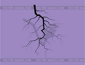 Silhouette Of Thunder Lightning On Lilac Background - vector clip art