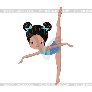 Clipart Cute African American Girl Gymnast Gym - vector image