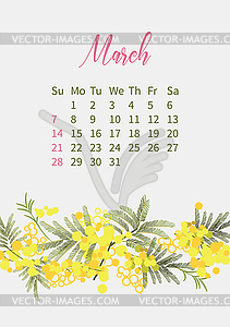 Flower Calendar 2021 with bouquets of flowers - royalty-free vector clipart