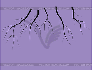 Silhouette Of Thunder Lightning On Lilac Background - vector clipart / vector image