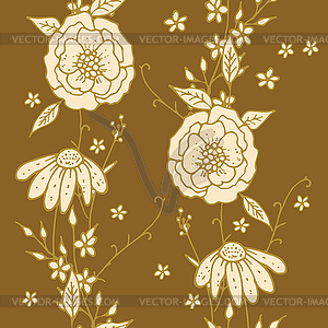 Seamless Background With Floral Ornaments - vector image