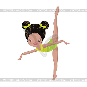 Clipart Cute African American Girl Gymnast Gym - vector clip art