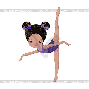 Clipart Cute African American Girl Gymnast Gym - vector clipart