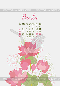 Цветочный календарь 2021 с букетами цветов - векторное изображение клипарта