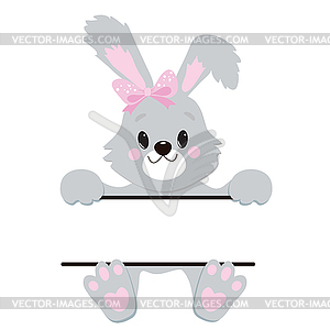 Cute Little Easter Bunny - color vector clipart