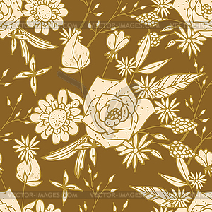 Seamless Background With Floral Ornaments - vector clipart