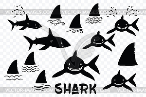 Shark silhouettes - vector image