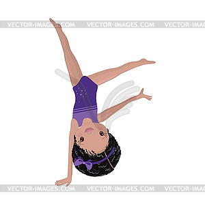 Clipart Cute African American Girl Gymnast Gym - vector image