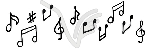 Various musical notes in black - vector clip art