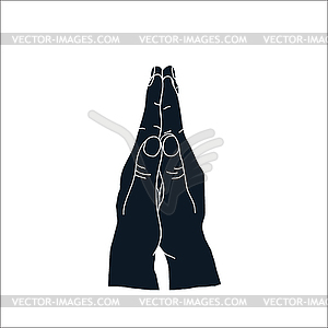 Namaskara Mudra, Namaste Mudra positions of hands - vector image