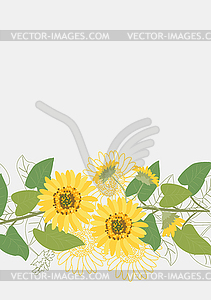 Floral Clean Template with bouquets of flowers - vector clipart