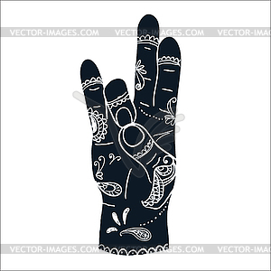 Indian Prithivi Mudra mudra positions of hands and - vector clipart