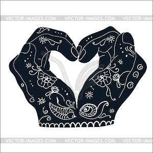 Indian Lovers Mudra positions of hands and fingers - vector clip art