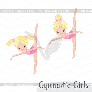 Clipart Cute Girl Gymnast Gym - vector image