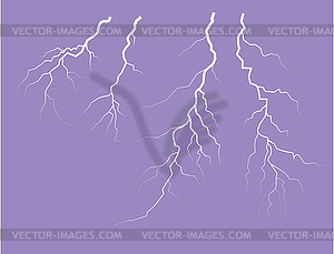 Силуэт громовой молнии на сиреневом фоне - клипарт в векторном виде