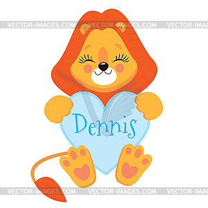 Cartoon Cute Little Animal Lion - vector clip art