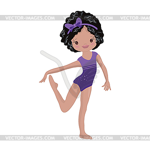 Clipart Cute African American Girl Gymnast Gym - vector clipart