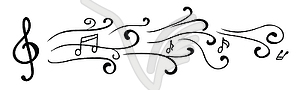Music notes on staves - vector clipart