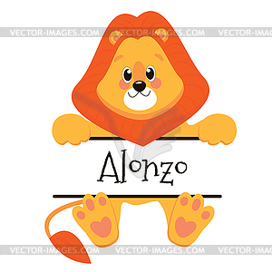 Cartoon Cute Little Animal Lion - vector clipart