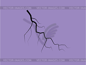 Silhouette Of Thunder Lightning On Lilac Background - vector clip art