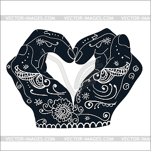 Indian Lovers Mudra positions of hands and fingers - vector clipart