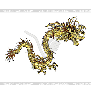 Golden Chinese dragon - vector clip art