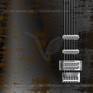 Guitar strings on rusty metal background - vector clip art