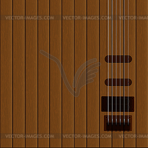 Guitar strings on wooden background - color vector clipart