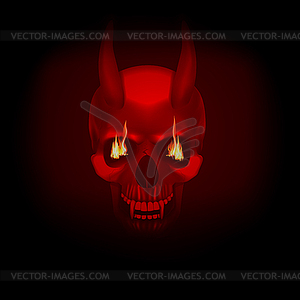 Skull vampire with fangs flames - royalty-free vector clipart