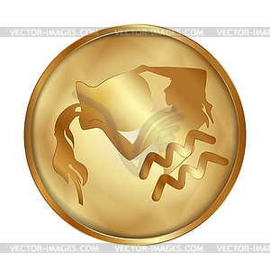 Водолей диск медальона золота - клипарт в векторе