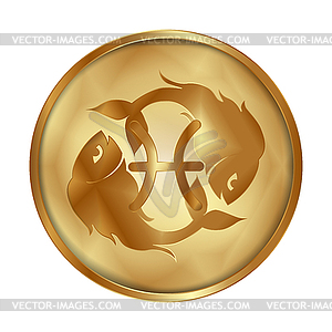 Рыбы диск медальона золота - иллюстрация в векторе