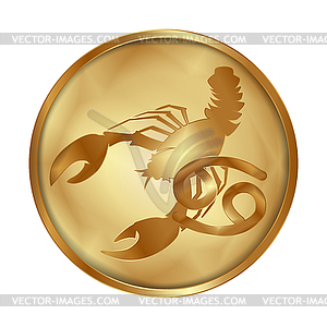 Zodiac cancer gold medallion drive - stock vector clipart