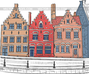  Old medieval houses - vector image