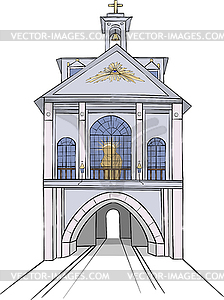  Vilnius. City gate with icon of Virgin Mary - vector image