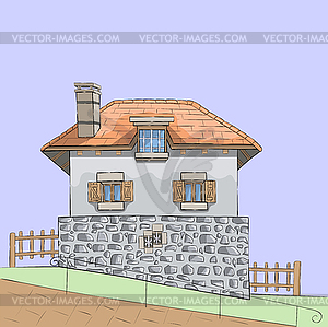  Traditional French stone house - vector image