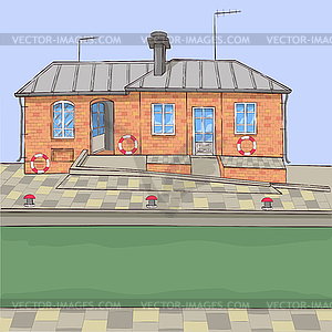  House on channel - vector clip art