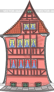  Red old house in historic city of Copenhagen - vector clipart