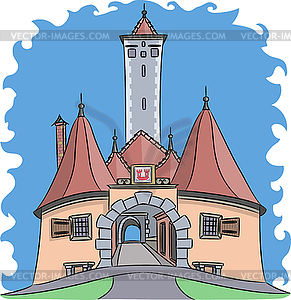Rothenburg ob der Tauber. City gate Burtorg - vector image